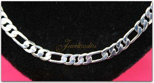 JT - MENS Heavy Silver Simulated Figaro Chain