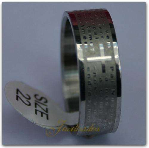 JT - 'UNIQUE" Spanish Prayer ring "STAINLESS STEEL" Ring Size 21