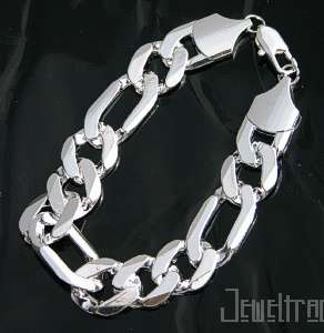 20mm MENS Heavy Silver Simulated Figaro bracelet LIMITED STOCK