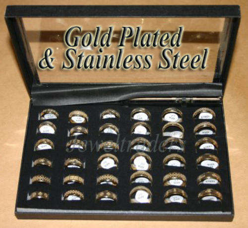 JT - 36 GOLD PLATED & Stainless Steel Ring and display CASE