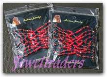 JT - The HAIRZING RED BEADED Beaded Double Stretch Hair Comb