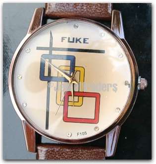 JT - Mens ELEGANT FLUKE Smoky Haze & Brown Strap Fashion Watch