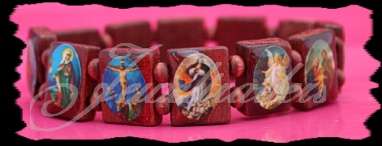 "Rosewood" Wooden Catholic Saints Bracelet