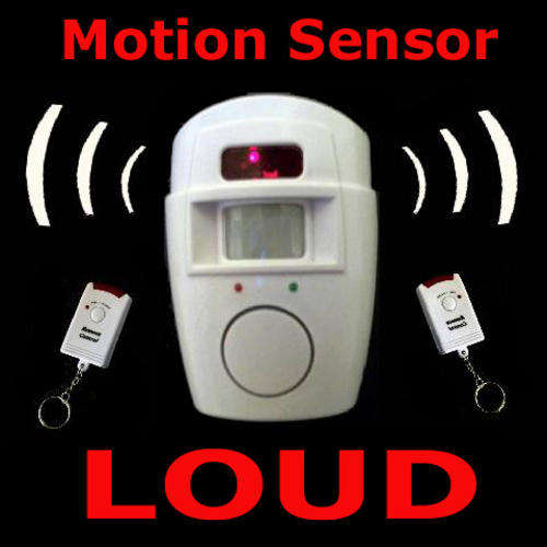 LOUD MOTION SENSOR DETECTOR ALARM WITH 2 REMOTE CONTROL