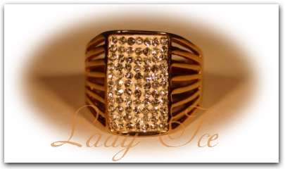 Lady Ice  - Diamante Ribbon 9kt Gold Plated Ring