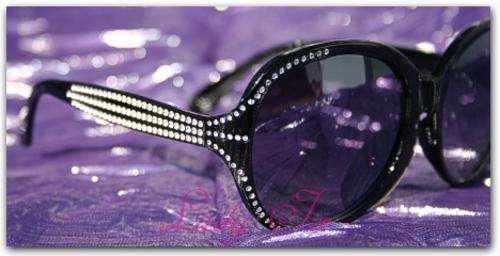 "FREE SHIPPING" Black thin band Diamante FASHION Sunglasses