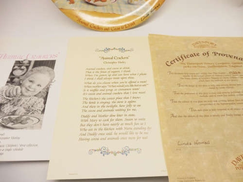 DAVENPORT "ANIMAL CRAKERS" LTD ED PLATE POETRY SOCIETY SERIES