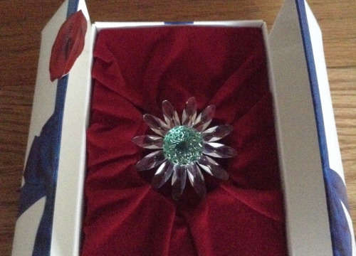 Lovely Swarovski Crystal Clear Green Marguerite Daisy Flower  #