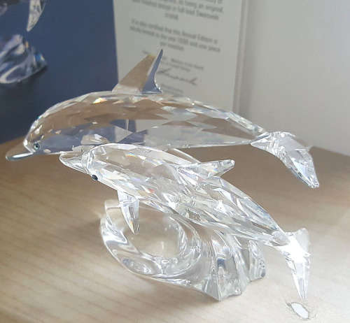 Swarovski Crystal Lead Me Dolphins Figurine Annual Edition 1990