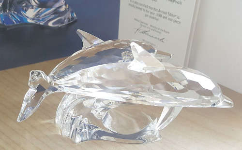 Swarovski Crystal Lead Me Dolphins Figurine Annual Edition 1990