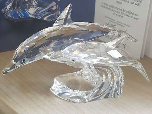 Swarovski Crystal Lead Me Dolphins Figurine Annual Edition 1990