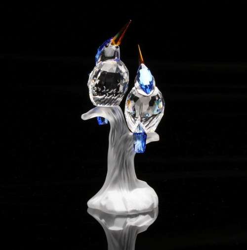 SWAROVSKI CRYSTAL MALACHITE KINGFISHERS 623323 RETIRED RARE