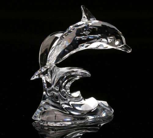 SWAROVSKI CRYSTAL DOLPHIN ON a WAVE RETIRED BOXED #