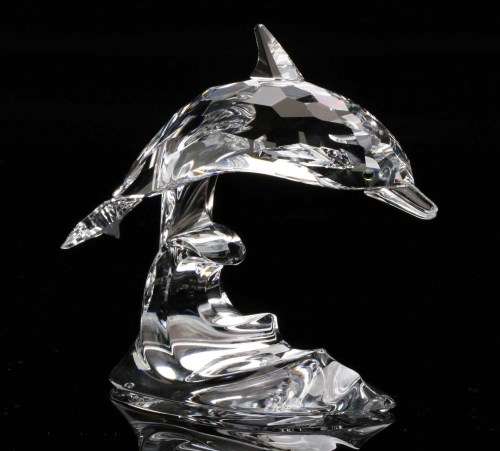 SWAROVSKI CRYSTAL DOLPHIN ON a WAVE RETIRED BOXED #
