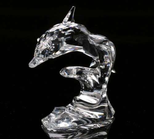 SWAROVSKI CRYSTAL DOLPHIN ON a WAVE RETIRED BOXED #