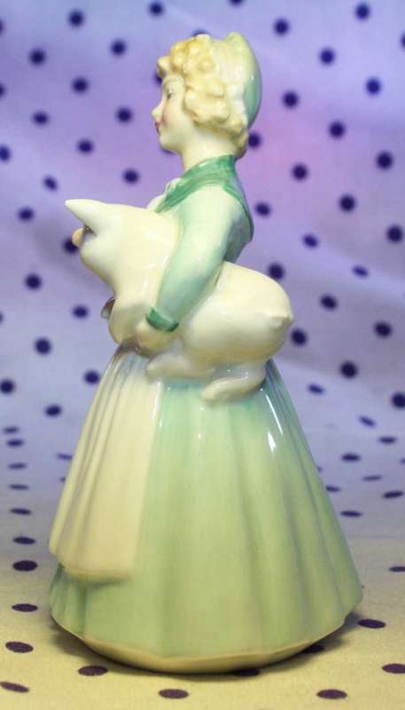 Vintage Royal Doulton Figurine Stayed at Home HN 2207 Woman Holding Pig