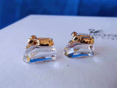 Swarovski Crystal Memories Moments Baby Shoes Gold Plated
