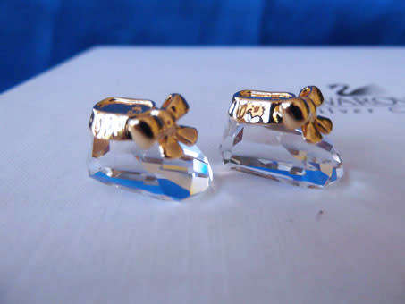 Swarovski Crystal Memories Moments Baby Shoes Gold Plated