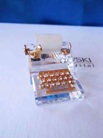 SWAROVSKI CRYSTAL MEMORIES MOMENTS Typewriter GOLD PLATED #