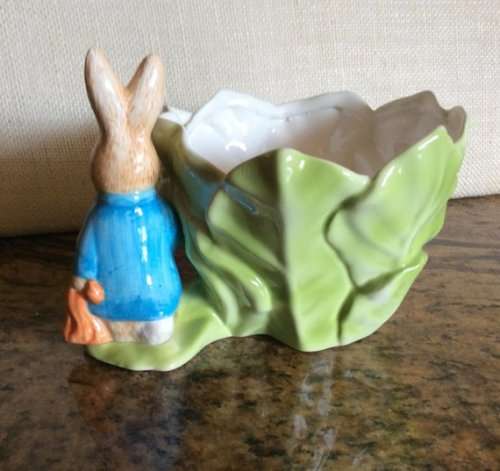 Vintage Teleflora Beatrix Potter Peter Rabbit Large Lettuce Leaf Planter Bowl*