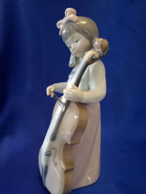 Lladro Nao Girl Playing Cello