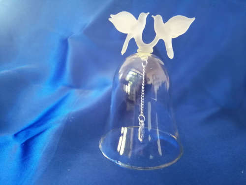 Lalique Style Large Glass bell with Frosted Birds  #