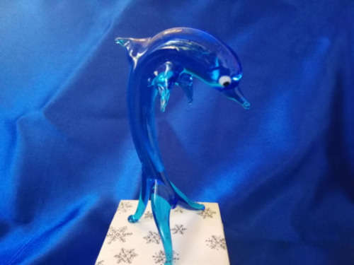 Large Blue Glass Dolphin