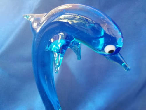Large Blue Glass Dolphin