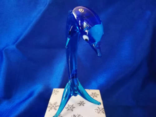 Large Blue Glass Dolphin