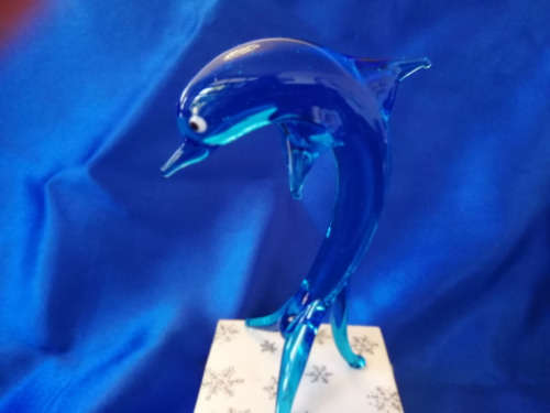 Large Blue Glass Dolphin