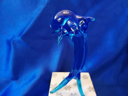 Large Blue Glass Dolphin