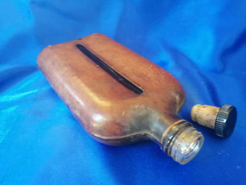 Vintage Brown Covered Bottle
