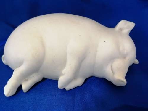 Vintage Large Chubby Sleeping Bisque Pig Piggy Piglet