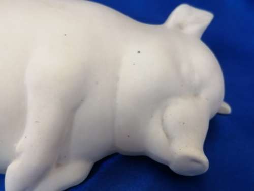 Vintage Large Chubby Sleeping Bisque Pig Piggy Piglet