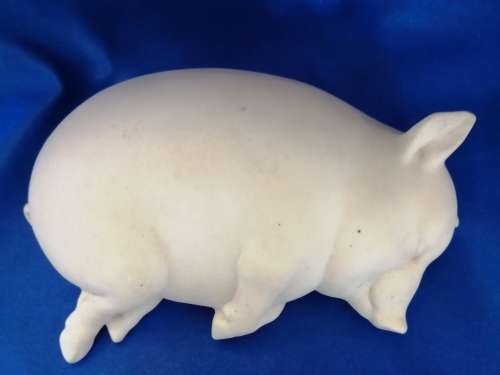 Vintage Large Chubby Sleeping Bisque Pig Piggy Piglet