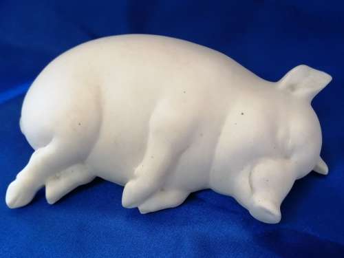 Vintage Large Chubby Sleeping Bisque Pig Piggy Piglet