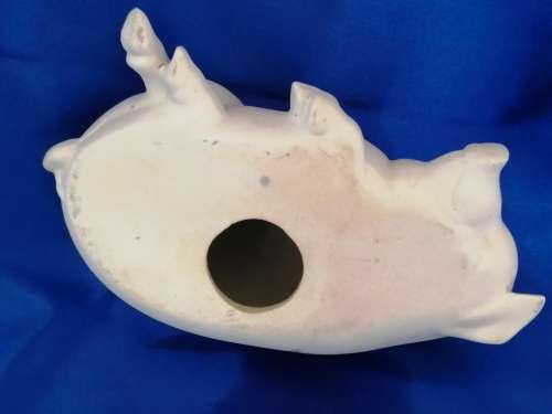 Vintage Large Chubby Sleeping Bisque Pig Piggy Piglet