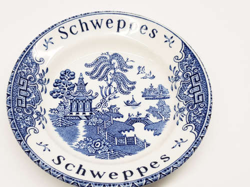 Enoch Wedgwood Tunstall Schweppes Plate Dish Blue White England Asian