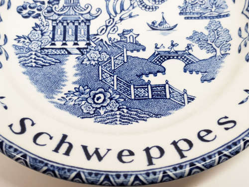 Enoch Wedgwood Tunstall Schweppes Plate Dish Blue White England Asian