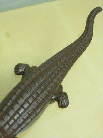 Large sculptural Art Deco (1923) heavy duty cast iron crocodile fire tongs / nutcracker  #