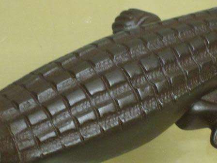 Large sculptural Art Deco (1923) heavy duty cast iron crocodile fire tongs / nutcracker  #