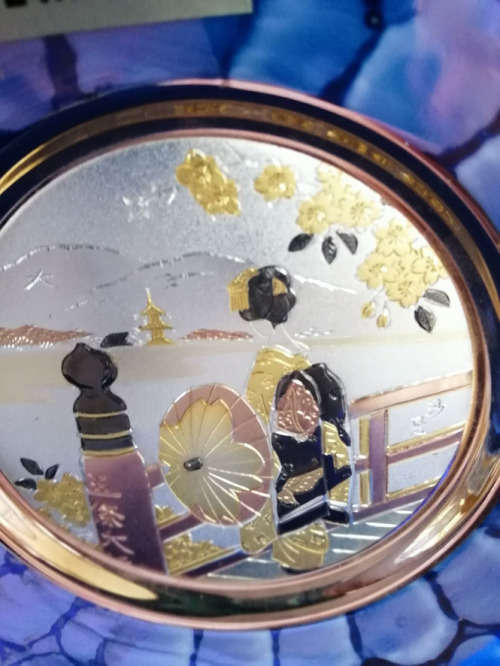 Rare Highly Decorative Chokin 24k Gold Hand Painted Japanese Display Plate *