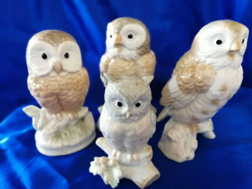 Vintage Group of China Cute Owl Figurines