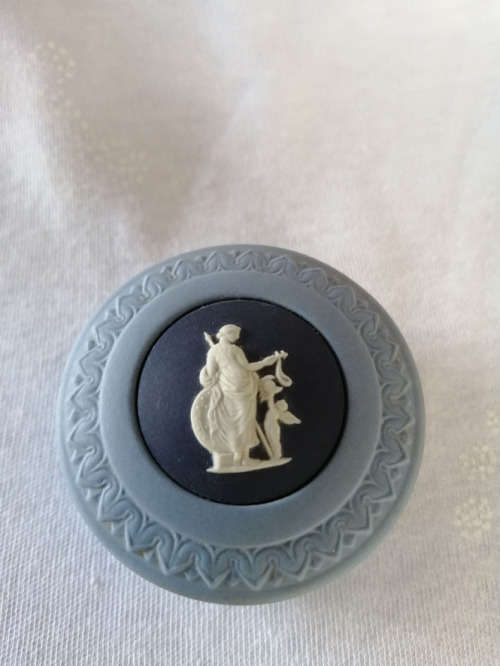 Vintage Wedgwood Jasper Blue Pill Pot  #