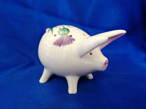 LARGE VINTAGE PLICHTA PIG POT POURI HOLDER WEMYSS CLOVER PATTERN *
