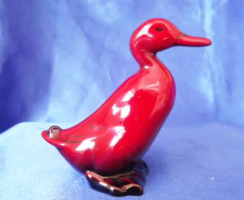 ROYAL DOULTON FLAMBE RED GLAZED PORCELAIN STANDING DUCK *