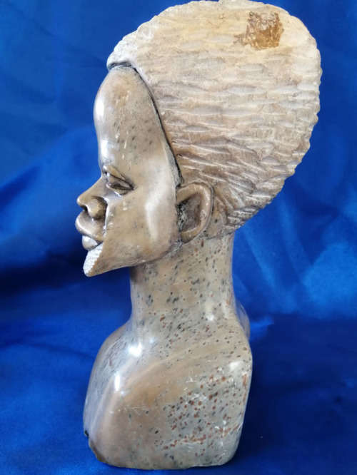 Quality vintage hand carved African men stone sculptures