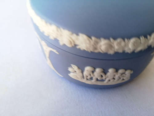 Vintage Wedgwood Blue Jasper ware Kidney Trinket Box Stunning  #