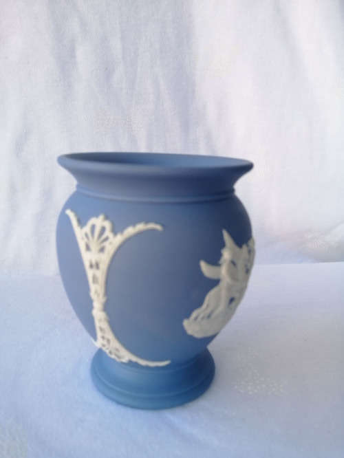 Vintage Wedgwood Blue Jasper Vase   #