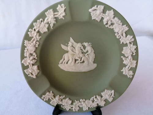 Vintage Wedgwood Jasper Green Round Dish  #